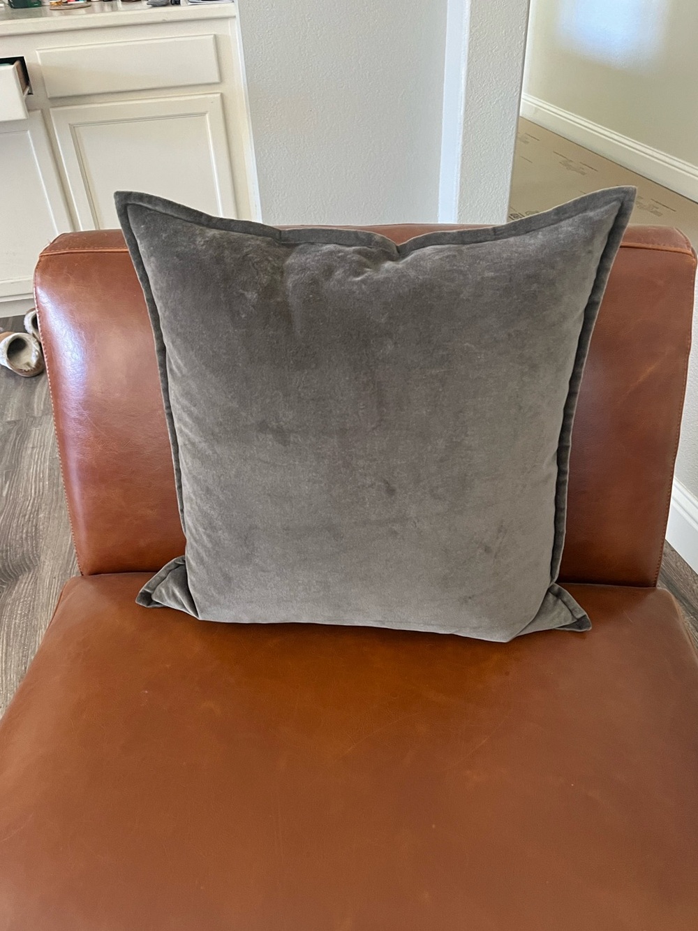 2 Crate & Barrel 20x20 grey velvet pillow covers - Picture 1 of 8